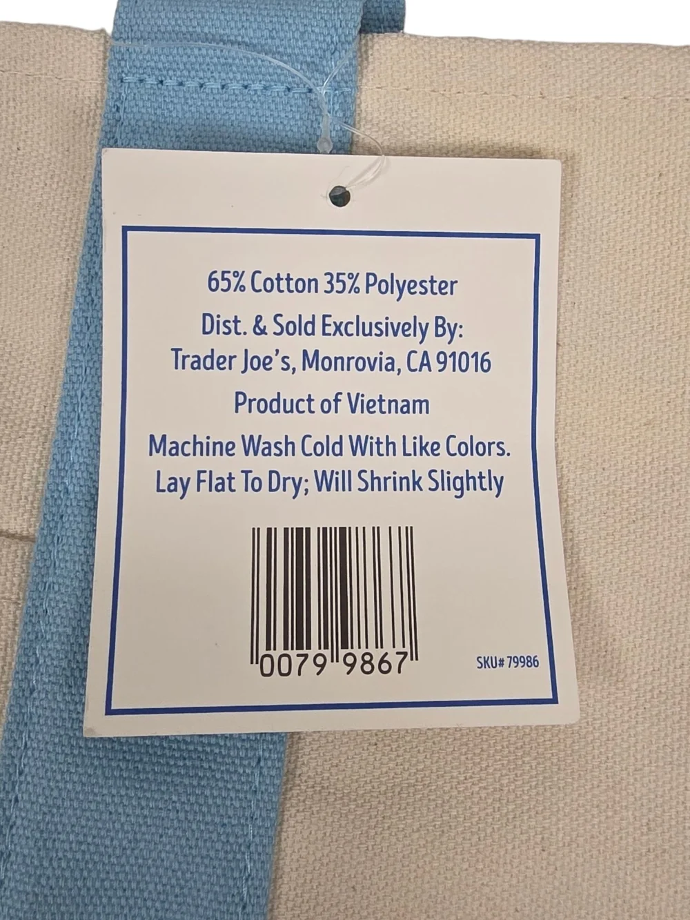 RARE ERROR Trader Joe’s Mini Tote Bag – Upside Down Logo Misprint – NWT Blue